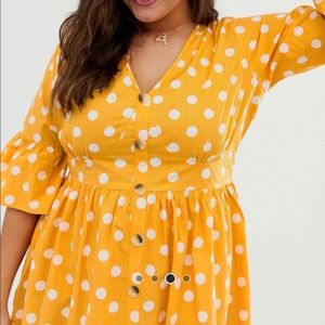 Plus poka dot midi dress